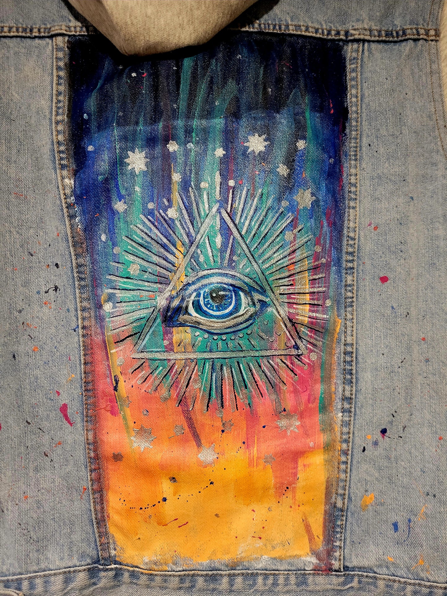 Technicolor Eye Denim Hoodie