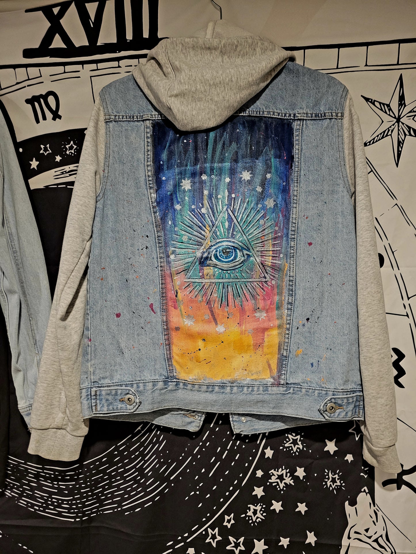 Technicolor Eye Denim Hoodie