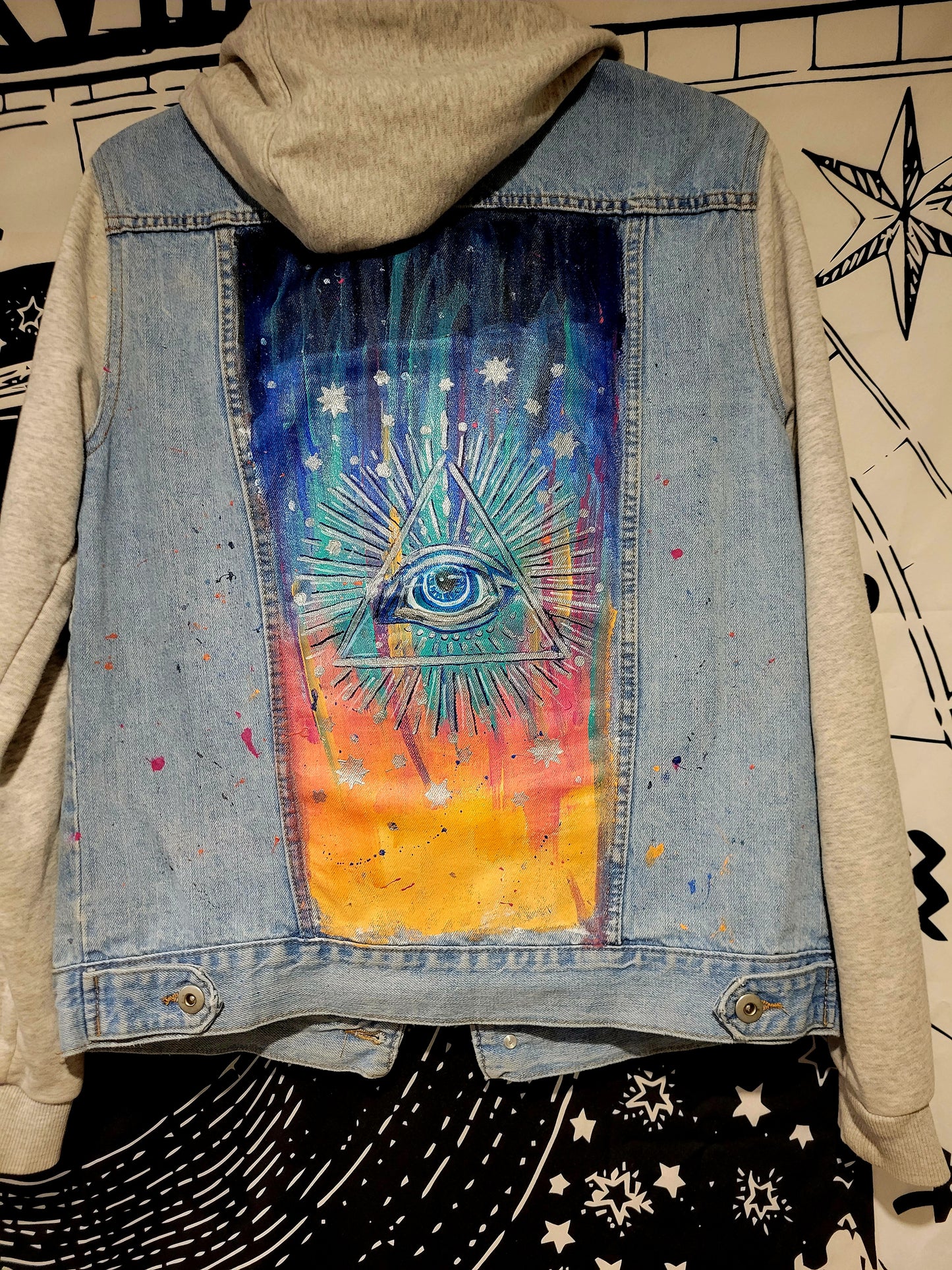 Technicolor Eye Denim Hoodie