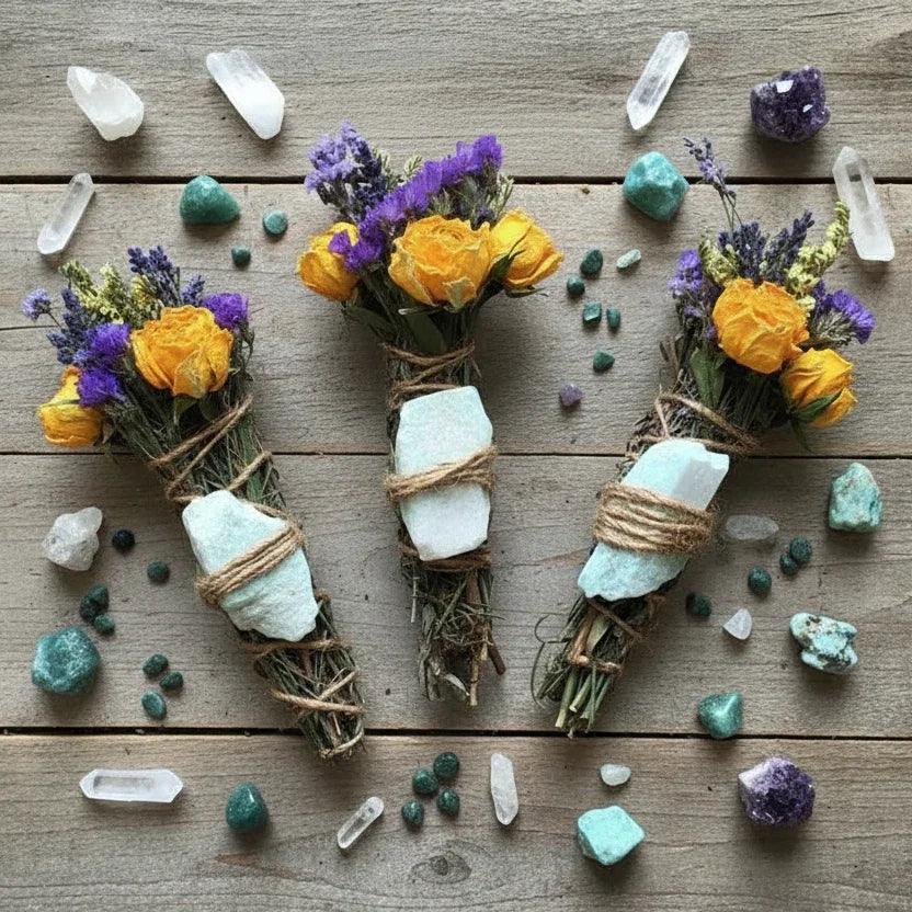 Amazonite - Emotional Bliss & Love Harmony Smudge Stick