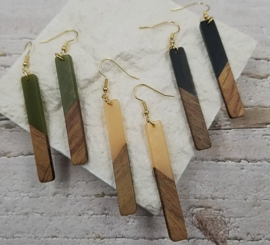 Resin Wood Earrings
